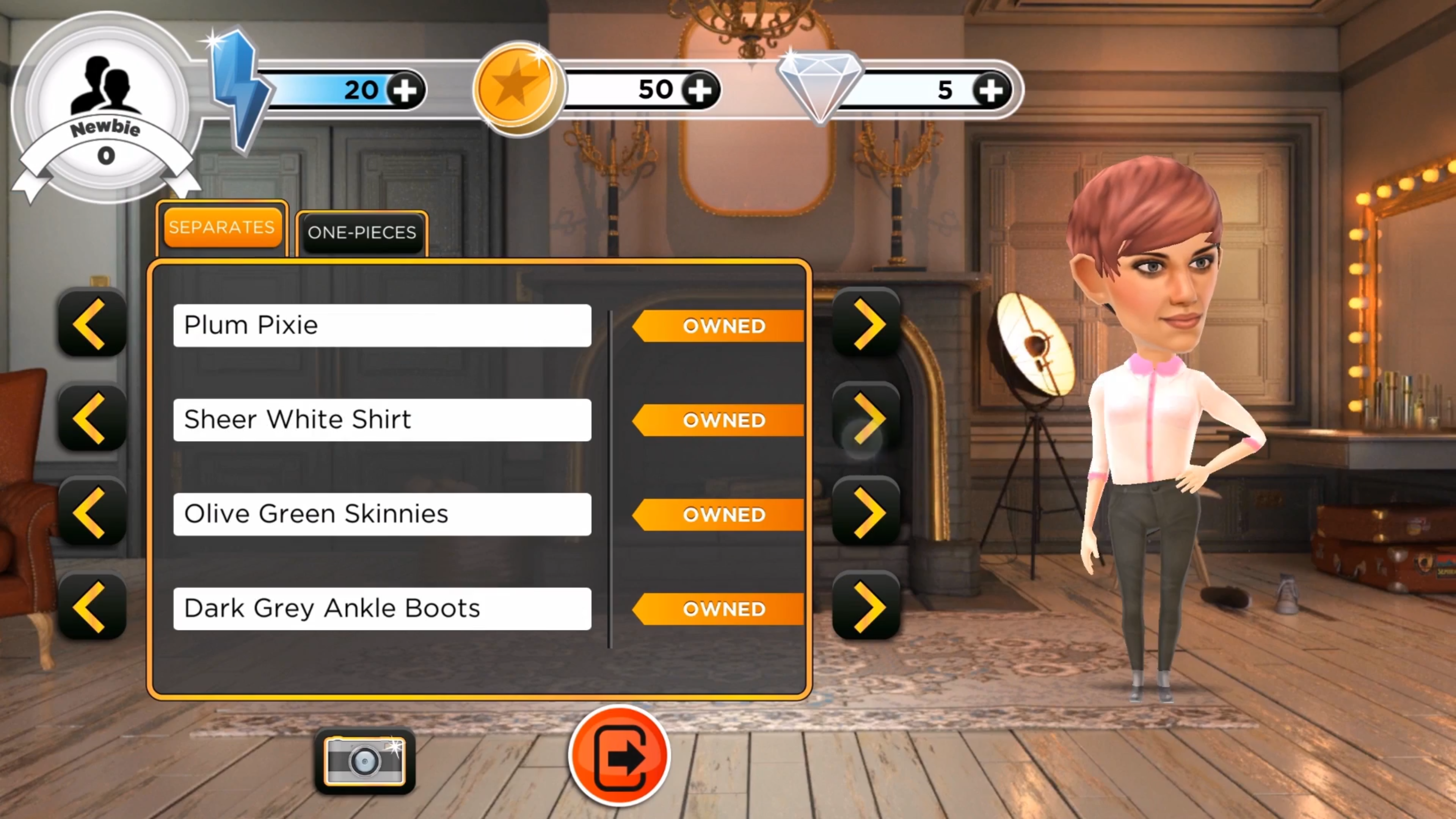 Another screenshot from Made in Chelsea: Unlocked showing the player customisation screen