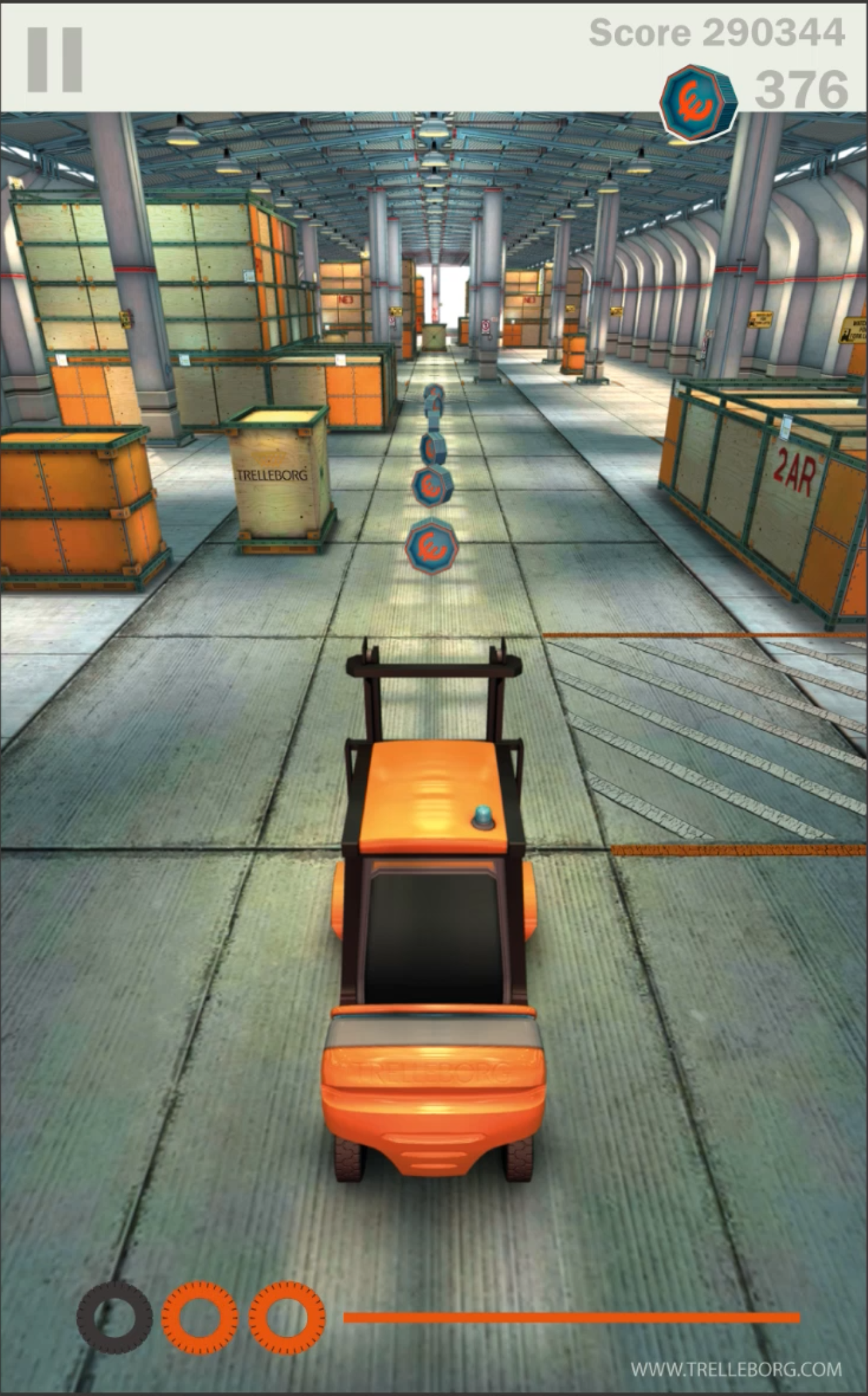 A screenshot from the game Pit Stop Line showing some typical gameplay.